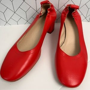 Everlane Italian Leather Day Heel in Red